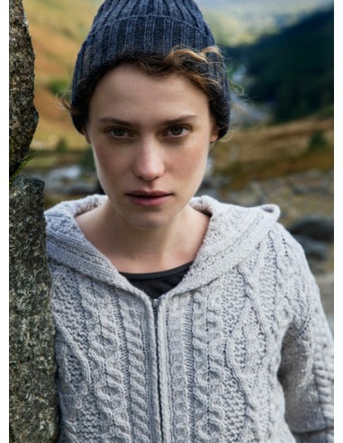 GIACCA CON CAPPUCCIO IN LANA VERGINE IRLANDESE "ASH"