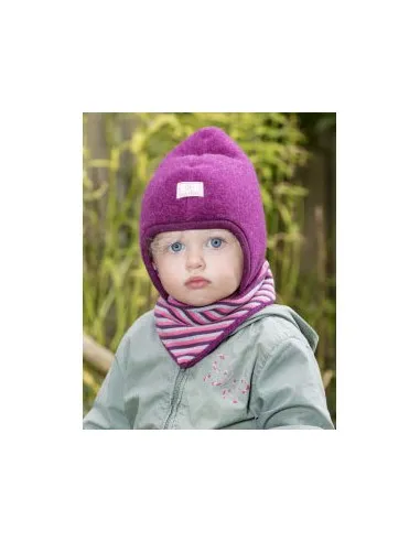 BERRETTO REVERSIBILE IN PILE DI LANA "FLORA"