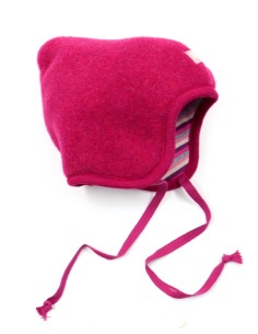 BERRETTO REVERSIBILE IN PILE DI LANA "FLORA" - LAMPONE