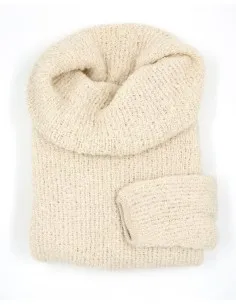 MAGLIONE COLLO MORBIDO IN  BABY ALPACA, SETA E LINO...