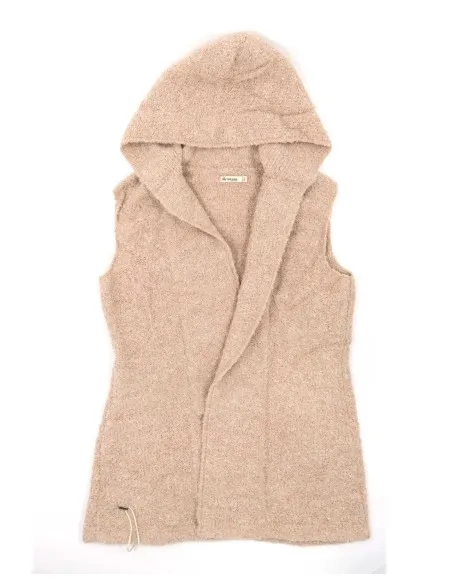 GILET CON CAPPUCCIO IN  BABY ALPACA, SETA E LINO "BREMEN"