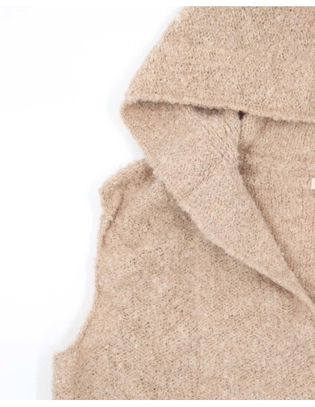 GILET CON CAPPUCCIO IN  BABY ALPACA, SETA E LINO "BREMEN"