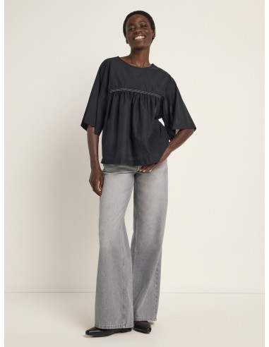 BLUSA CON MANICHE A 3/4 IN COTONE BIOLOGICO...