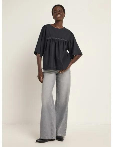 BLUSA CON MANICHE A 3/4 IN COTONE BIOLOGICO "ANIKA"