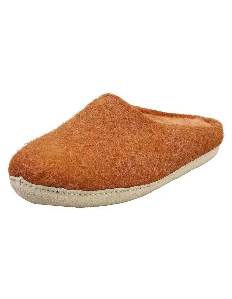 PANTOFOLA IN LANA CON SUOLA IN NAPPA