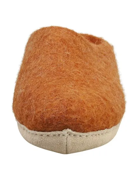 PANTOFOLA IN LANA CON SUOLA IN NAPPA