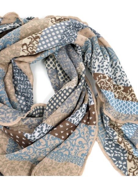 STOLA TRIANGOLARE  IN COTONE BIOLOGICO JAQUARD "GRACE"