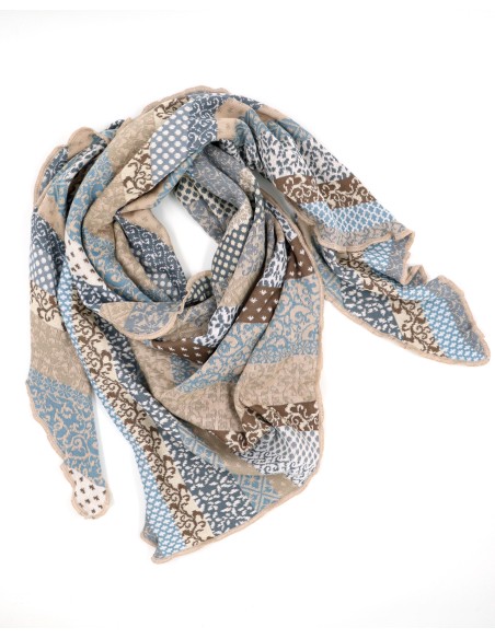 STOLA TRIANGOLARE  IN COTONE BIOLOGICO JAQUARD "GRACE"