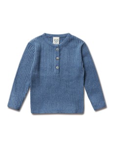 PULL SERAFINO IN LINO E COTONE BIOLOGICO "SKY" - DENIM