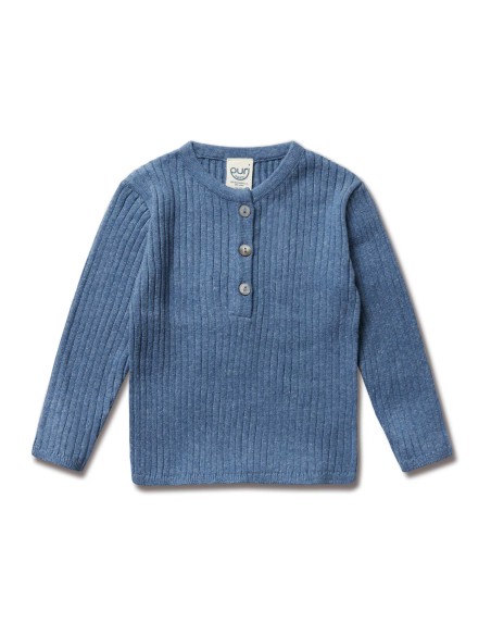 PULL SERAFINO IN LINO E COTONE BIOLOGICO "SKY"