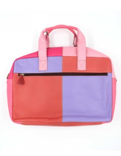 BORSA PORTA PC IN PELLE RICICLATA "MARY" 27X40 - FRAGOLA 2