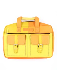 BORSA PORTA PC IN PELLE RICICLATA "MARY" 27X40 - GIALLO