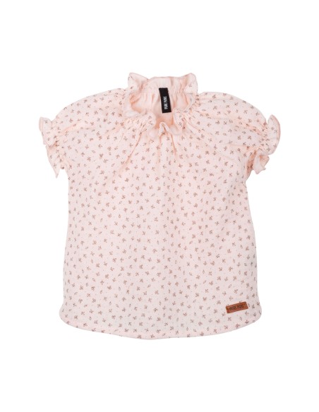 BLUSA BIMBA IN MUSSOLA DI COTONE BIOLOGICO CON COLLO ARRICCIATO