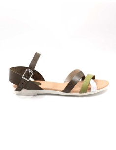 SANDALO IN PELLE A CONCIA VEGETALE "FIONA" - VERDE
