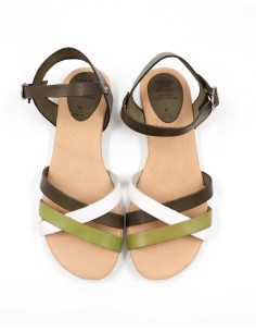 SANDALO IN PELLE A CONCIA VEGETALE "FIONA" - VERDE 2