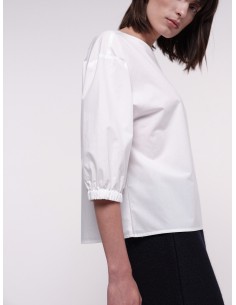 BLUSA IN COTONE BIOLOGICO CON MANICHE A 3/4 - BIANCO