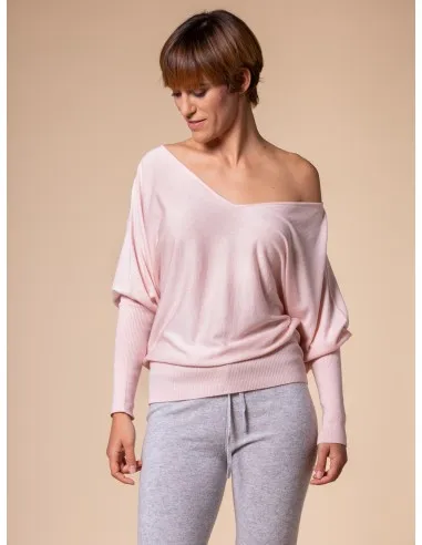 MAGLIA SCOLLO "V" CASHMIRETTA IN SETA E CASHMERE "ELISA"