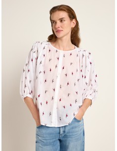 CAMICIA MANICHE 3/4 RICAMATA IN COTONE BIOLOGICO...