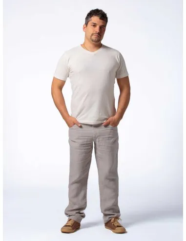 T-SHIRT UOMO SCOLLO V IN CANAPA