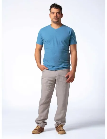 T-SHIRT UOMO SCOLLO V IN CANAPA