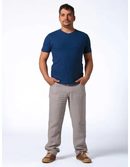 T-SHIRT UOMO SCOLLO V IN CANAPA