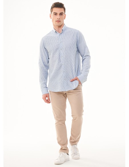 CAMICIA IN LINO E COTONE BIOLOGICO "RIGHE"