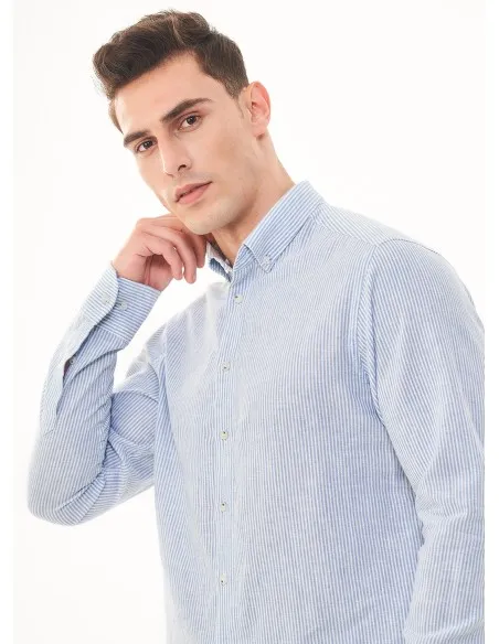 CAMICIA IN LINO E COTONE BIOLOGICO "RIGHE"
