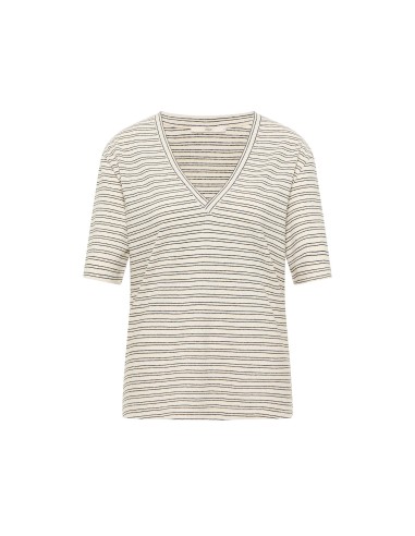 T-SHIRT IN CANAPA E COTONE BIO A RIGHE CON...
