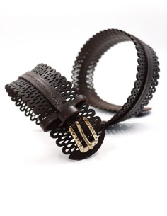 CINTURA ARTIGIANALE IN PELLE NATURALE "ERA" - MARRONE