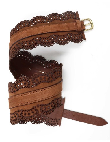 CINTURA ALTA ARTIGIANALE IN PELLE SCAMOSCIATA "LACE"