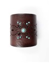 BRACCIALE ARTIGIANALE IN PELLE E BORCHIE "TURCHESE"