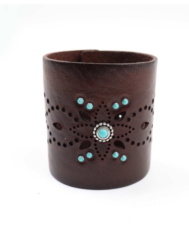 BRACCIALE ARTIGIANALE IN PELLE E BORCHIE...