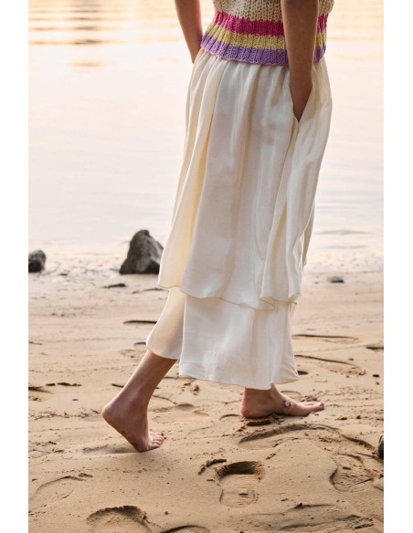 GONNA A BALZE IN CREPE DI ECOVISCOSA ECOVERO