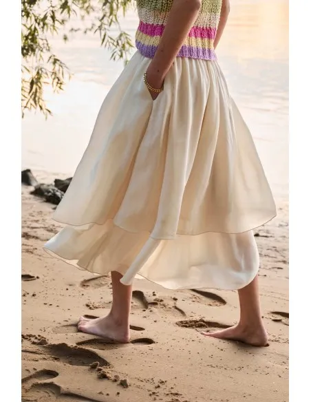 GONNA A BALZE IN CREPE DI ECOVISCOSA ECOVERO