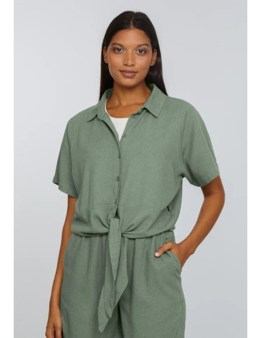 BLUSA IN ECOVISCOSA E LINO "OCRA"