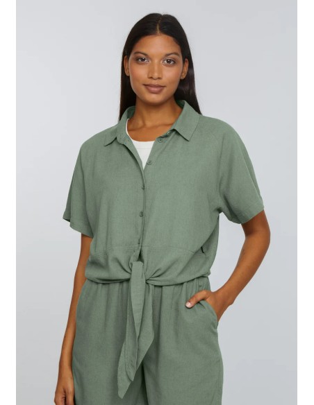 BLUSA IN ECOVISCOSA E LINO "OCRA"