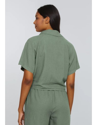 BLUSA IN ECOVISCOSA E LINO "OCRA"