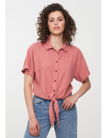 BLUSA IN ECOVISCOSA E LINO "OCRA"