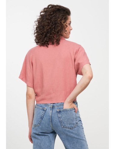 BLUSA IN ECOVISCOSA E LINO "OCRA"