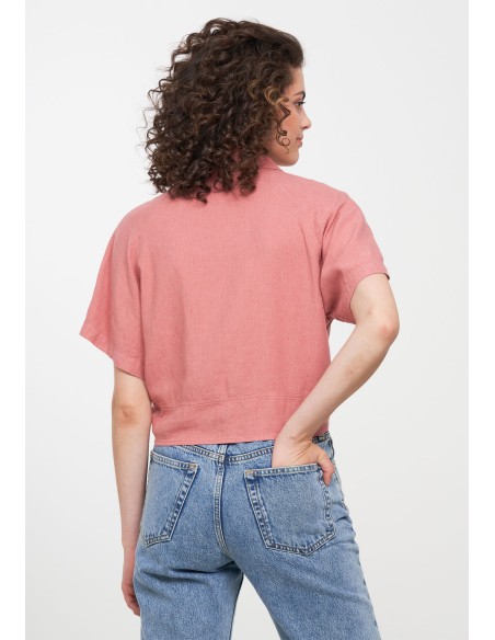 BLUSA IN ECOVISCOSA E LINO "OCRA"