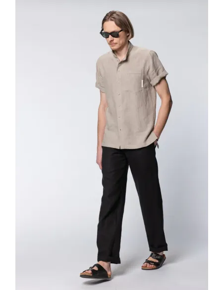 CAMICIA UOMO MANICHE CORTE IN 100% LINO