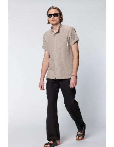 CAMICIA UOMO MANICHE CORTE IN 100% LINO