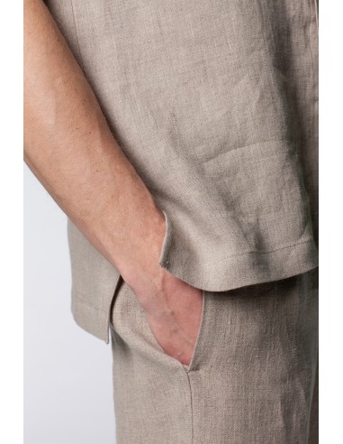 CAMICIA UOMO MANICHE CORTE IN 100% LINO