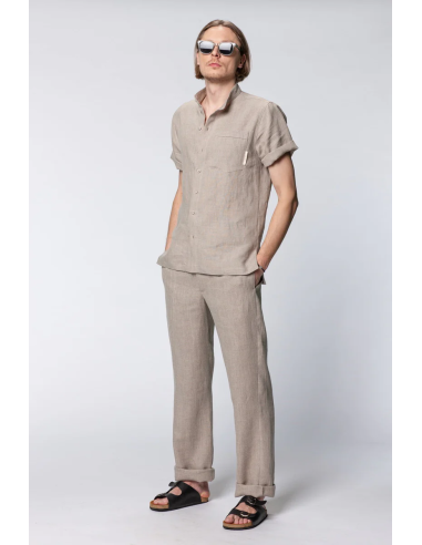 CAMICIA UOMO MANICHE CORTE IN 100% LINO