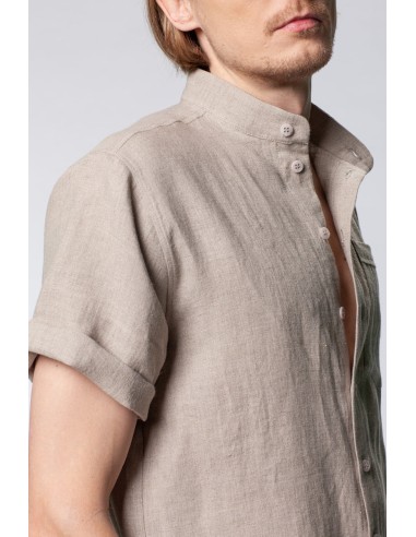 CAMICIA UOMO MANICHE CORTE IN 100% LINO