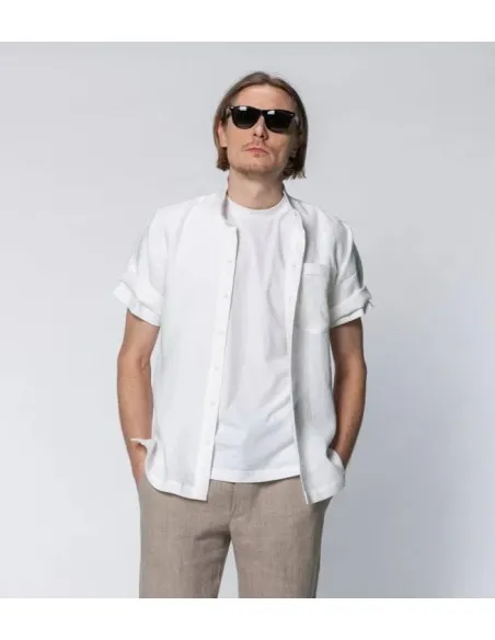 CAMICIA UOMO MANICHE CORTE IN 100% LINO