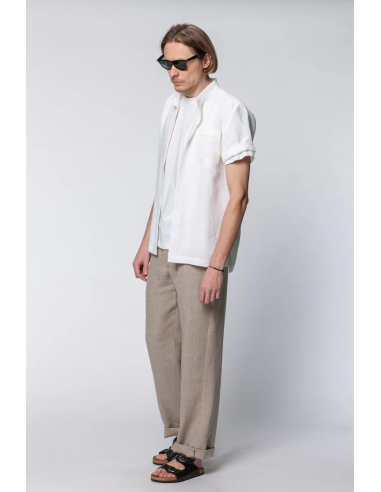 CAMICIA UOMO MANICHE CORTE IN 100% LINO
