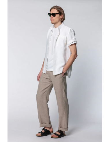 CAMICIA UOMO MANICHE CORTE IN 100% LINO