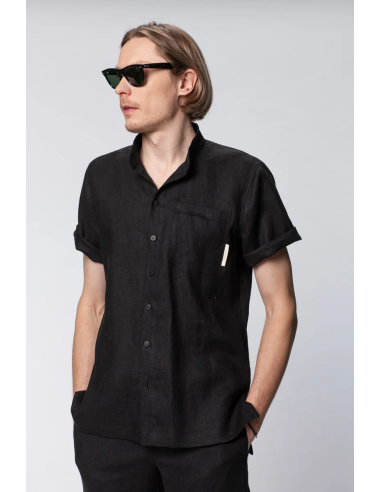 CAMICIA UOMO MANICHE CORTE IN 100% LINO