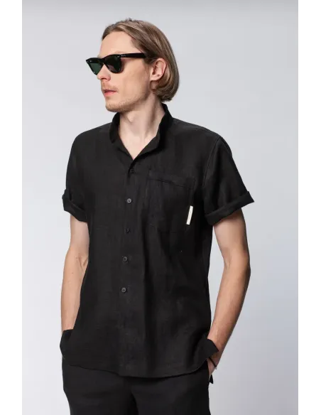 CAMICIA UOMO MANICHE CORTE IN 100% LINO